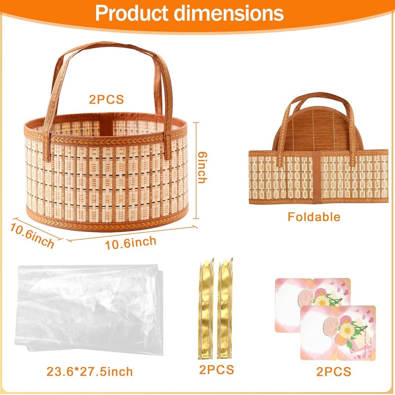 Orchidleaf 2 Set Baskets for Gifts Empty, Round Woven Bamboo Gift Basket Empty, Empty Big Gift Baskets to Fill for Parties, Weddings, Anniversaries, Christmas - Image 3